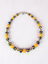 Blue Pottery Bead Choker Necklace ( Yellow )